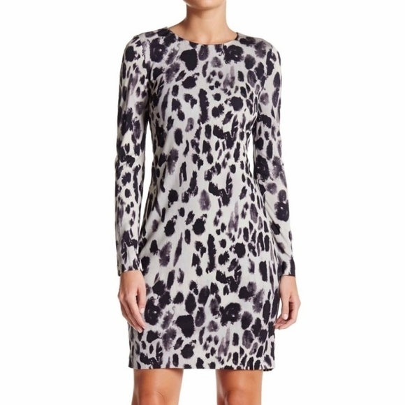 NWOT Nicole Miller Cheetah Print Long Sleeve Dress - Picture 1 of 11